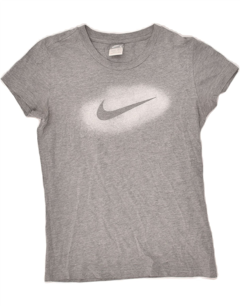 NIKE Womens Graphic T-Shirt Top UK 8/10 Small Grey Polyester | Vintage Nike | Thrift | Second-Hand Nike | Used Clothing | Messina Hembry 