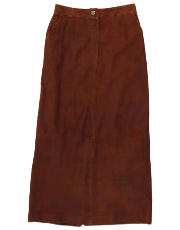 i Blues Womens High Waist Suede Maxi Skirt UK 10 Small W26 Brown Leather