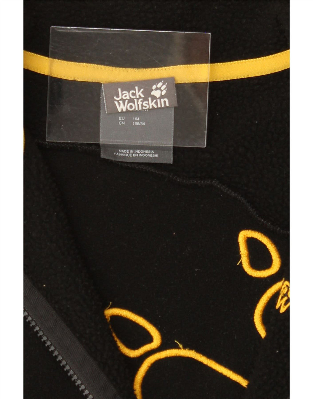 JACK WOLFSKIN Boys Graphic Fleece Jacket 13-14 Years Black Polyester Vintage Jack Wolfskin and Second-Hand Jack Wolfskin from Messina Hembry 
