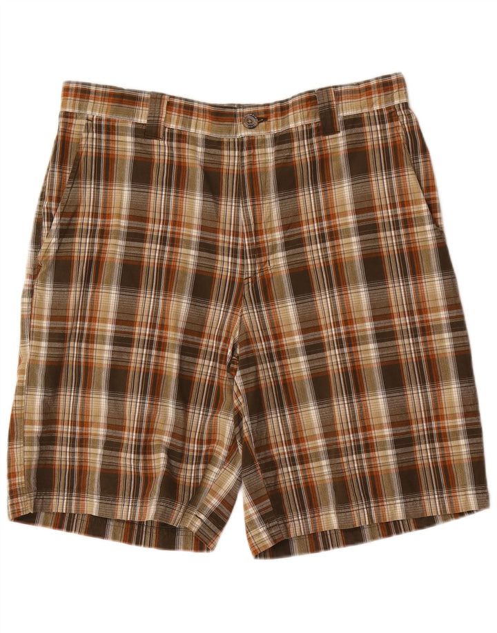 Columbia Mens Chino Shorts W34 Large Brown Check Cotton