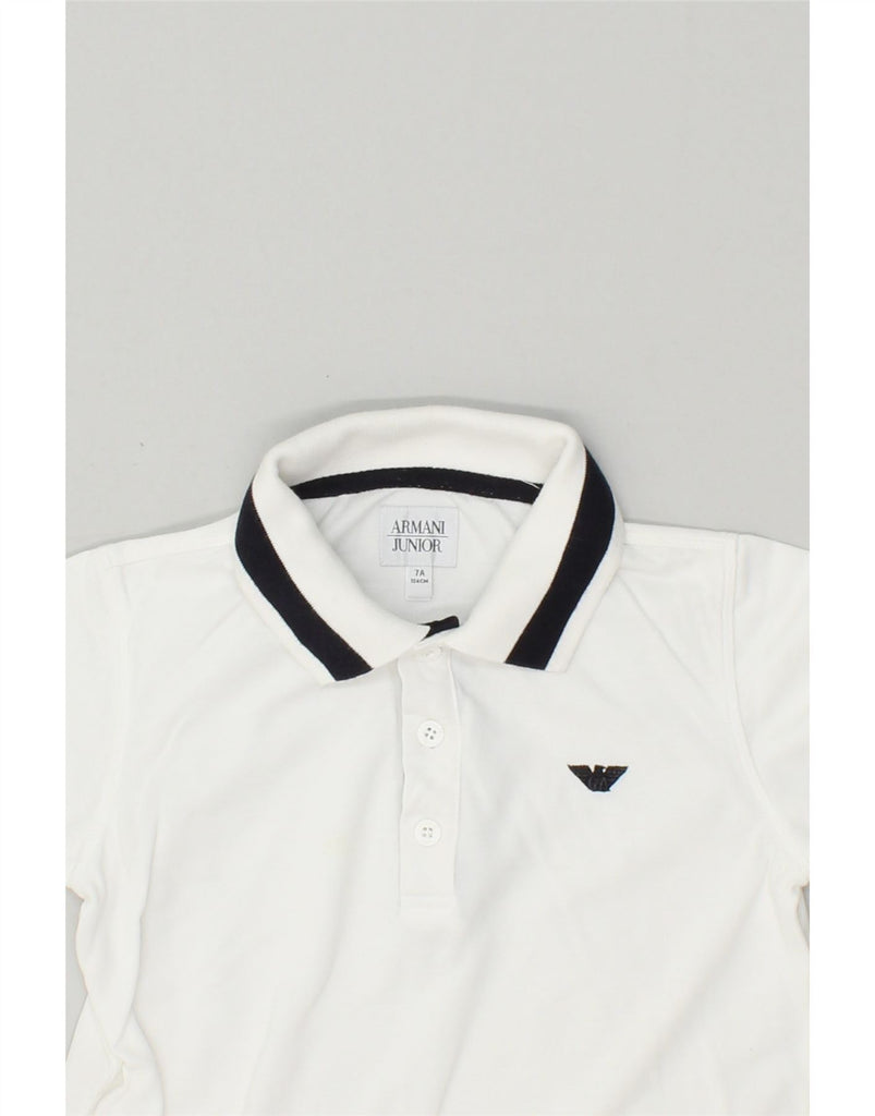 ARMANI JUNIOR Boys Polo Shirt 6-7 Years White Cotton | Vintage Armani Junior | Thrift | Second-Hand Armani Junior | Used Clothing | Messina Hembry 