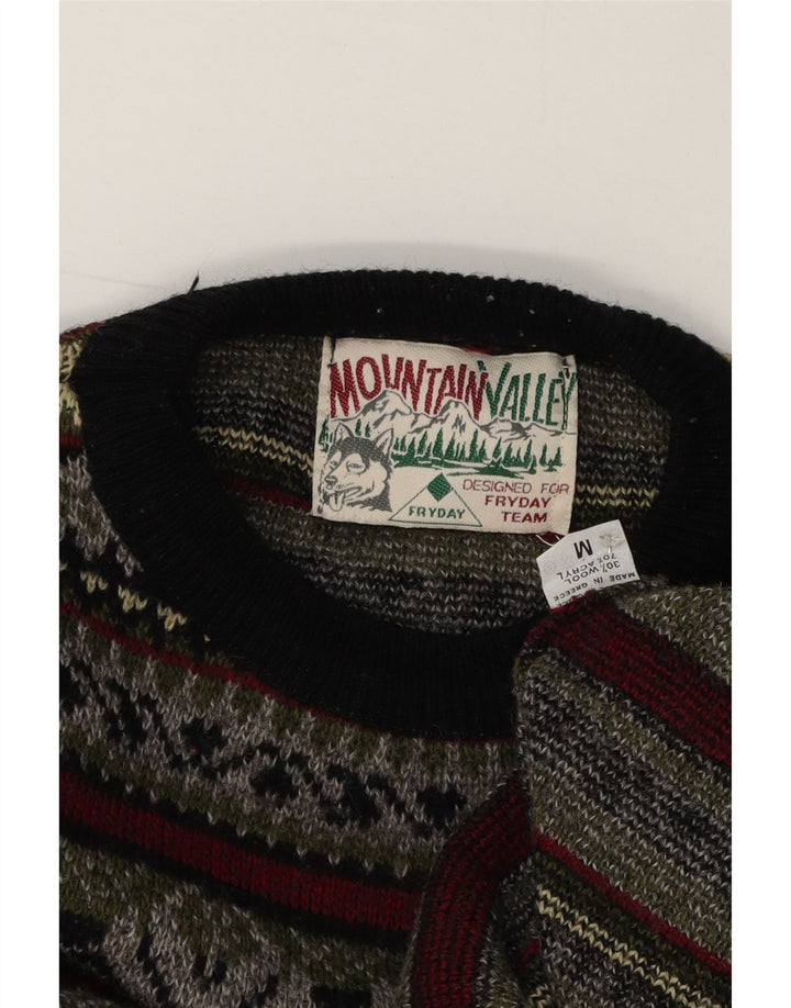 Fryday Mens Crew Neck Jumper Sweater Medium Multicoloured Fair Isle