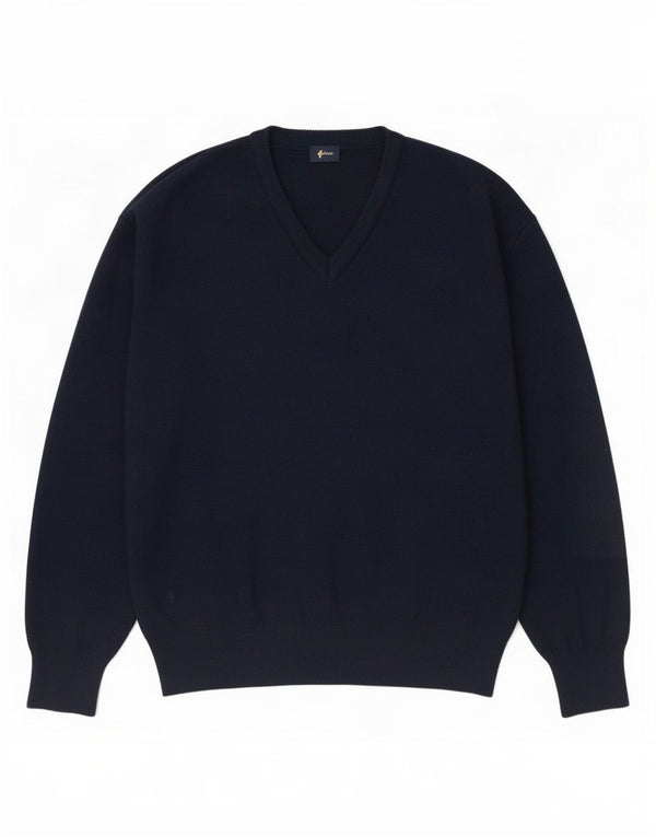 Gabicci Mens V-Neck Jumper Sweater 2XL Navy Blue Wool