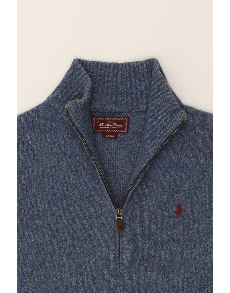 MARLBORO CLASSICS Mens Cardigan Sweater Large Blue Wool | Vintage Marlboro Classics | Thrift | Second-Hand Marlboro Classics | Used Clothing | Messina Hembry 