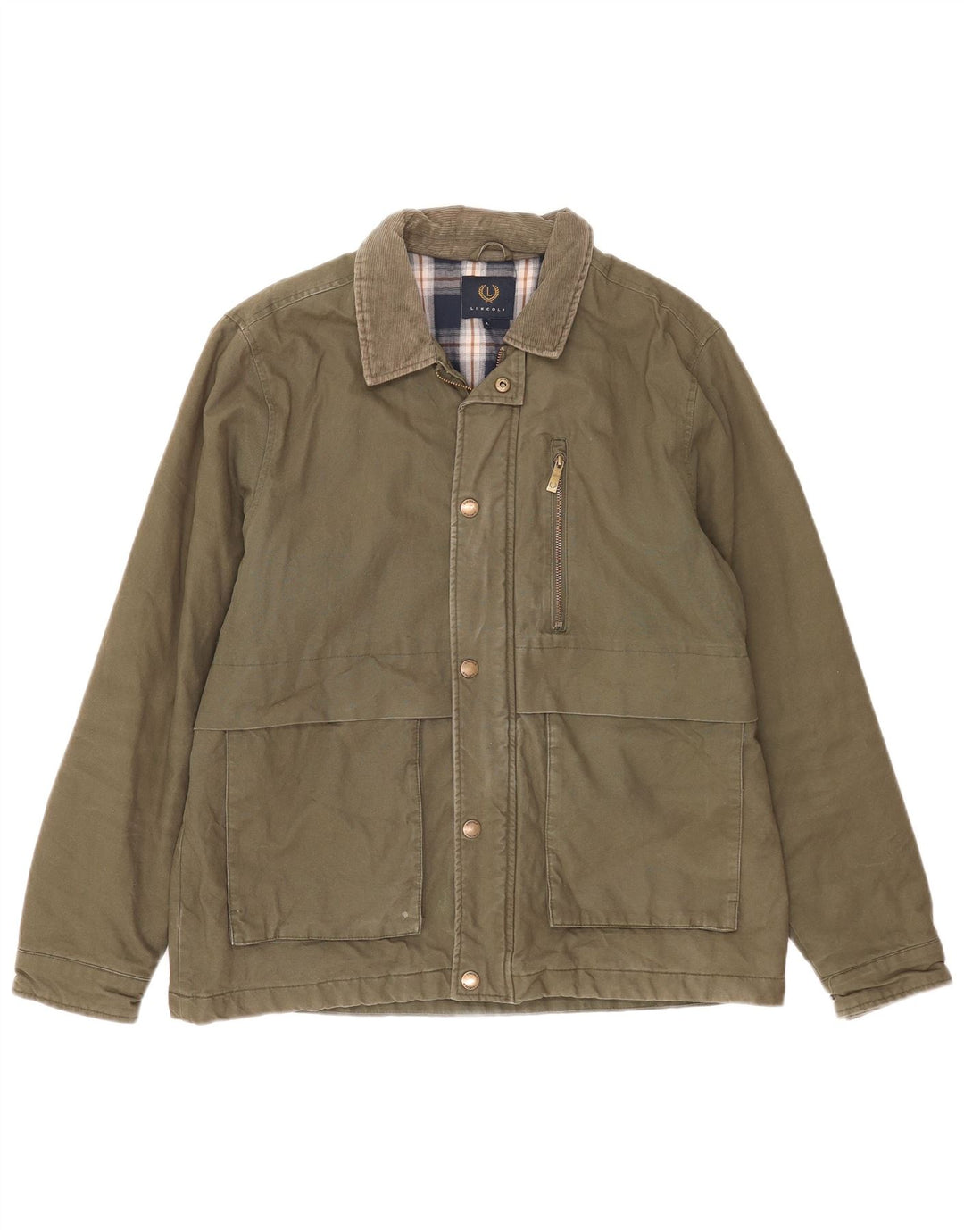 Lincoln Mens Utility Jacket UK 40 Large Khaki Cotton