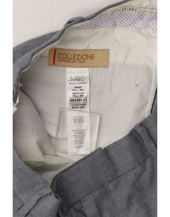 Marks & Spencer Mens Straight Casual Trousers W38 L29 Blue Polyester