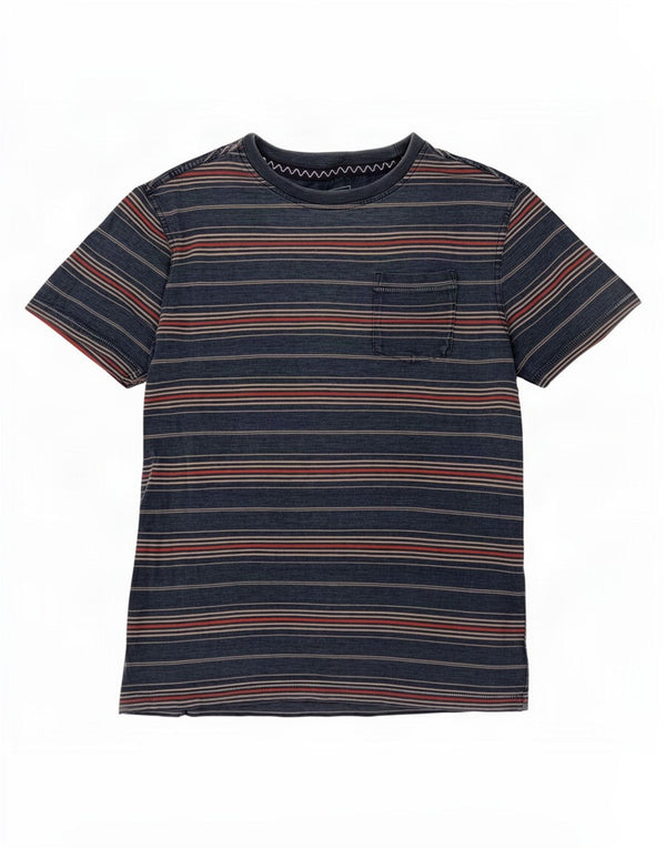 Fat Face Mens Indigo Dye T-Shirt Top Small Navy Blue Striped Cotton