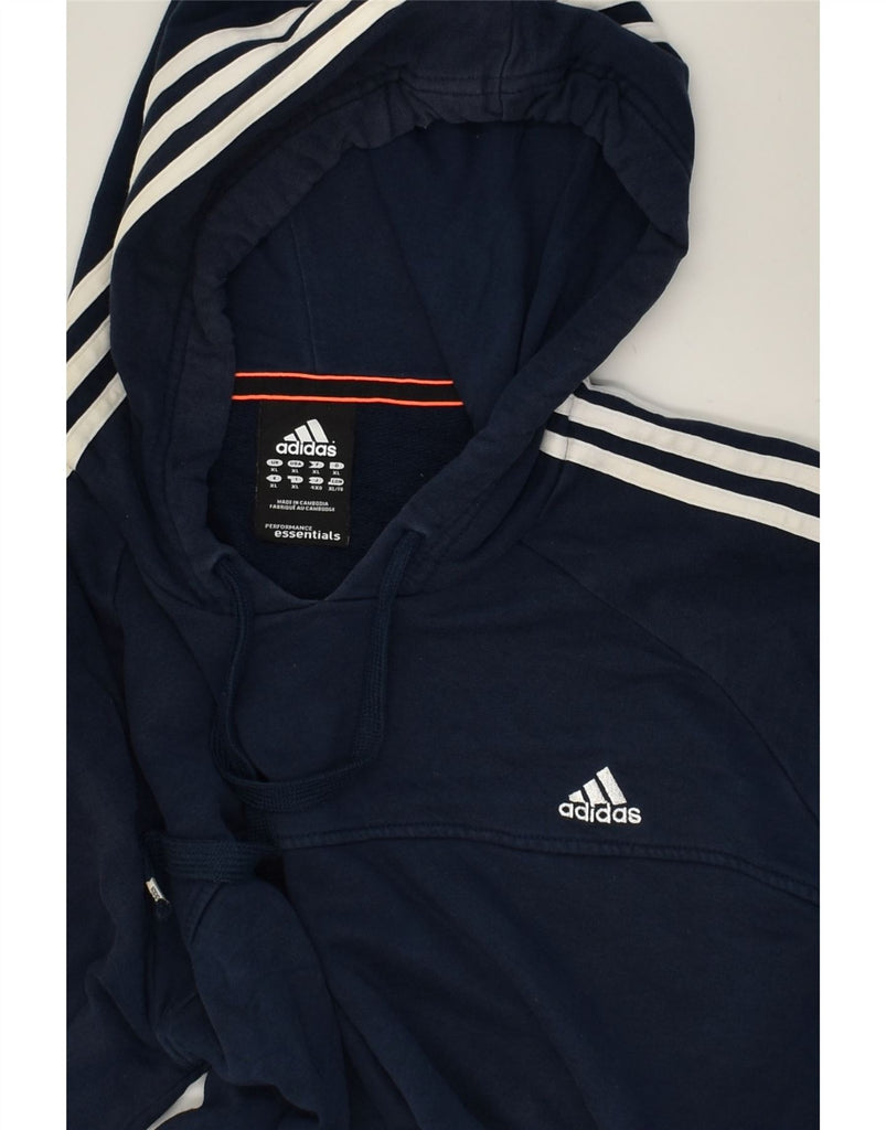 ADIDAS Womens Slim Hoodie Jumper XL Navy Blue Cotton | Vintage Adidas | Thrift | Second-Hand Adidas | Used Clothing | Messina Hembry 