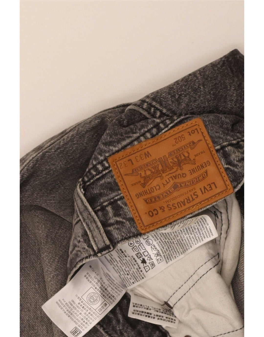 Levi's Mens 502 Tapered Jeans W33 L32 Grey Cotton