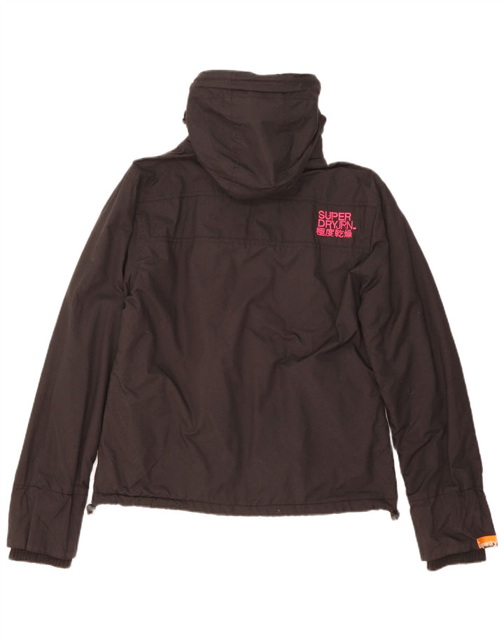 Superdry Womens Hooded Windbreaker Jacket UK 16 Large Black Nylon