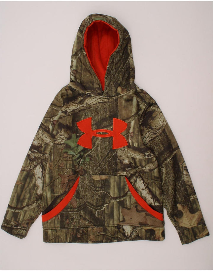 UNDER ARMOUR Boys Graphic Hoodie Jumper 11-12 Years Green Polyester Vintage Under Armour and Second-Hand Under Armour from Messina Hembry 