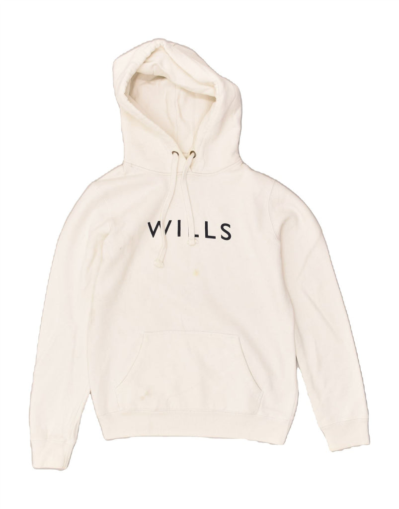 JACK WILLS Womens Graphic Hoodie Jumper UK 8 Small White Cotton | Vintage Jack Wills | Thrift | Second-Hand Jack Wills | Used Clothing | Messina Hembry 