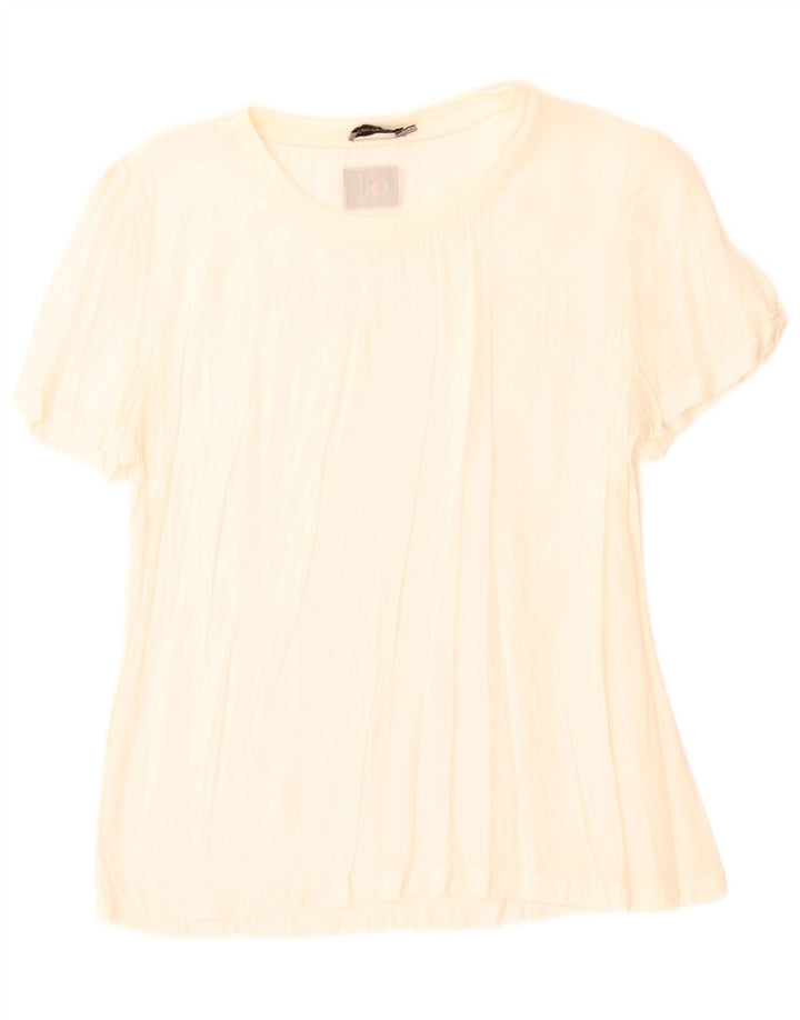 Calvin Klein Jeans Womens Blouse Top UK 10 Small Off White