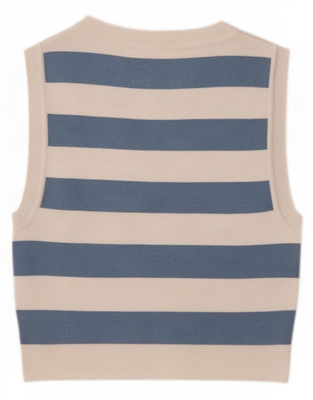 Zara Womens Crop Vest Top UK 12 Medium Blue Striped