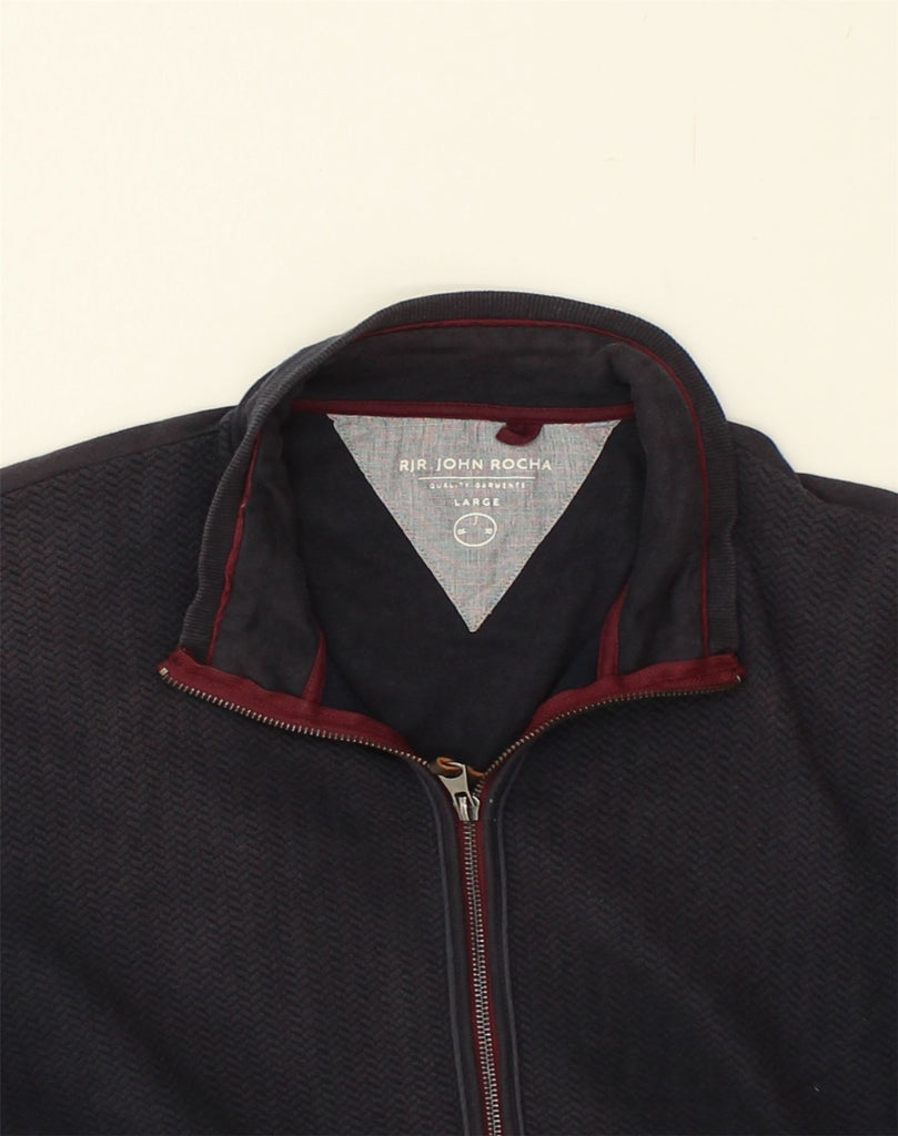 JOHN ROCHA Mens Tracksuit Top Jacket Large Navy Blue Cotton | Vintage John Rocha | Thrift | Second-Hand John Rocha | Used Clothing | Messina Hembry 