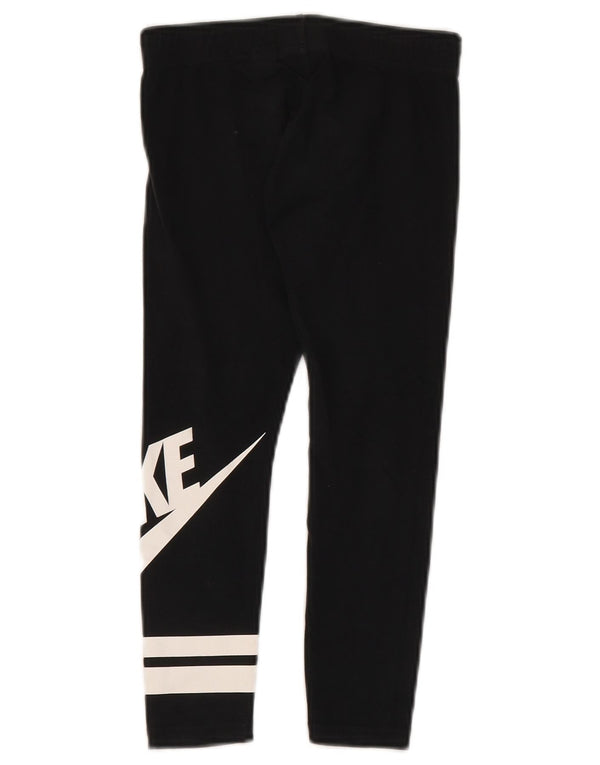 Nike Girls Graphic Leggings 6-7 Years XS Black Cotton