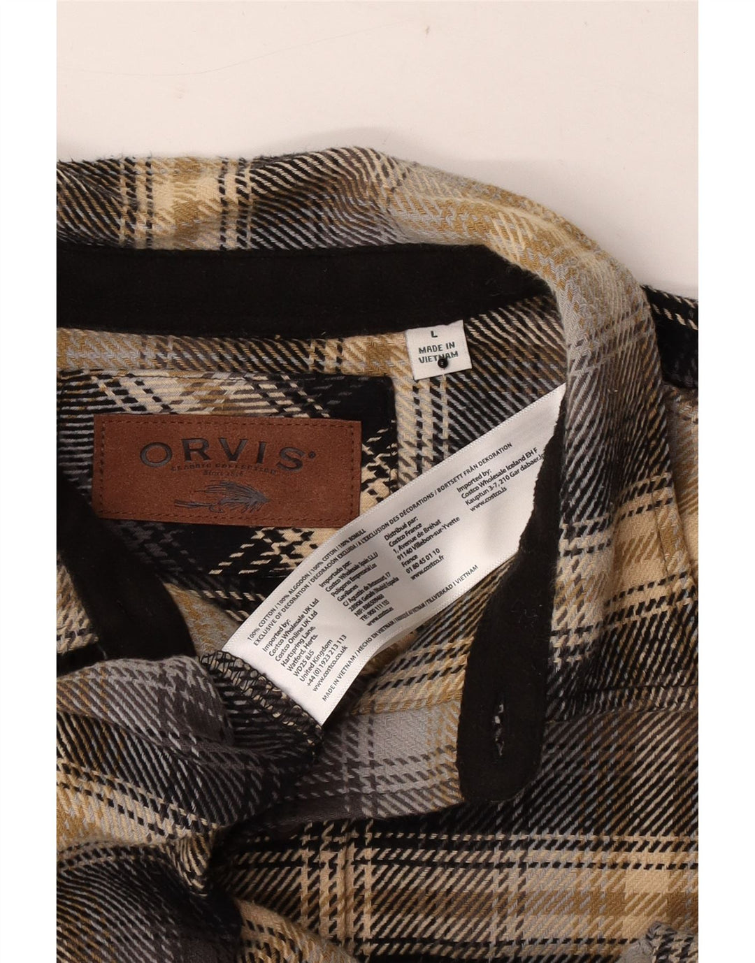Orvis Mens Flannel Shirt Large Multicoloured Plaid Cotton