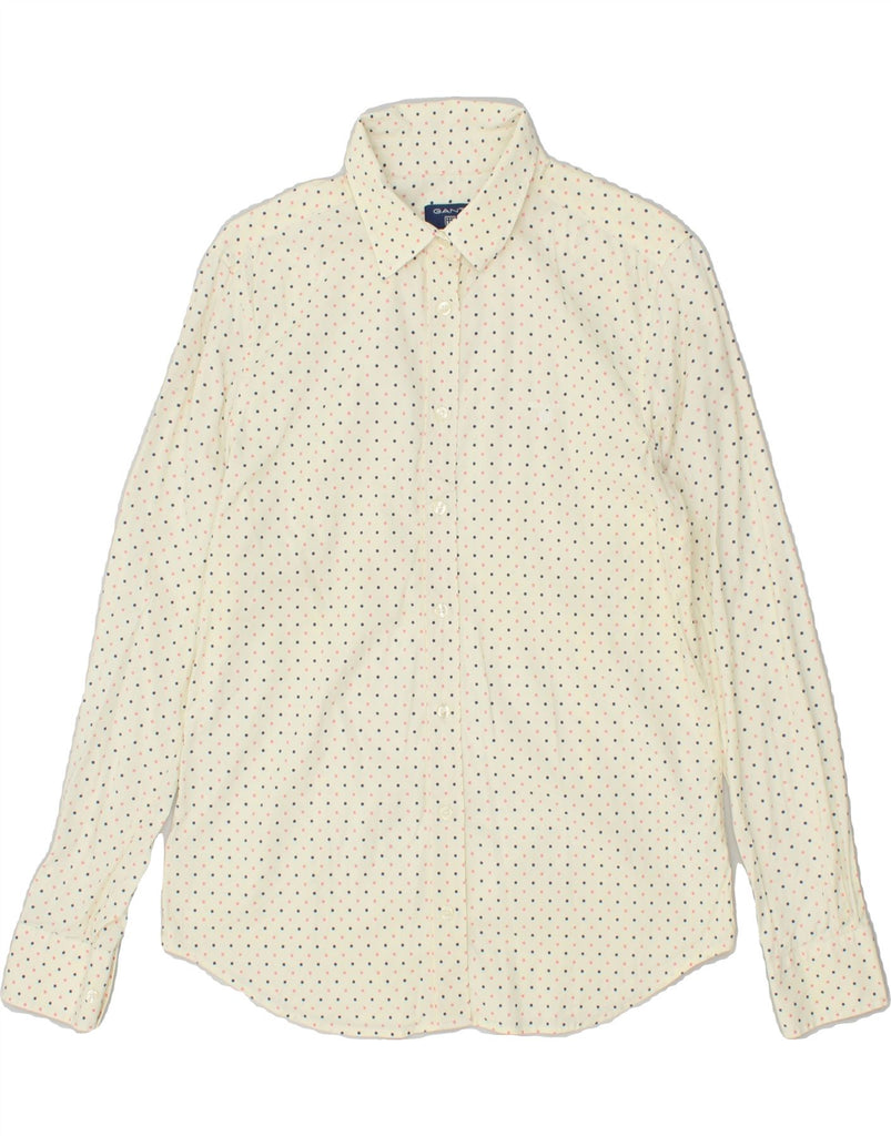 GANT Womens Shirt UK 12 Medium Off White Spotted Cotton Vintage Gant and Second-Hand Gant from Messina Hembry 