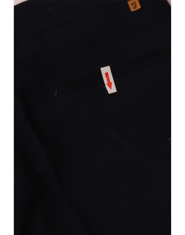 Farah Mens Straight Casual Trousers W36 L30 Navy Blue Polyester