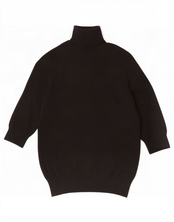 Zara Womens 3/4 Sleeve Roll Neck Jumper Sweater UK 8 Small Black Viscose