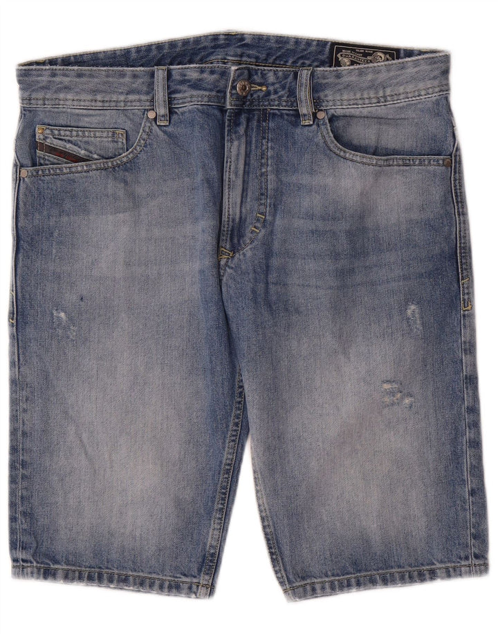 Diesel Mens Distressed Denim Shorts W32 Medium Blue Cotton