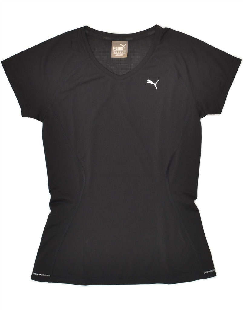 PUMA Womens T-Shirt Top UK 8 Small Black | Vintage Puma | Thrift | Second-Hand Puma | Used Clothing | Messina Hembry 