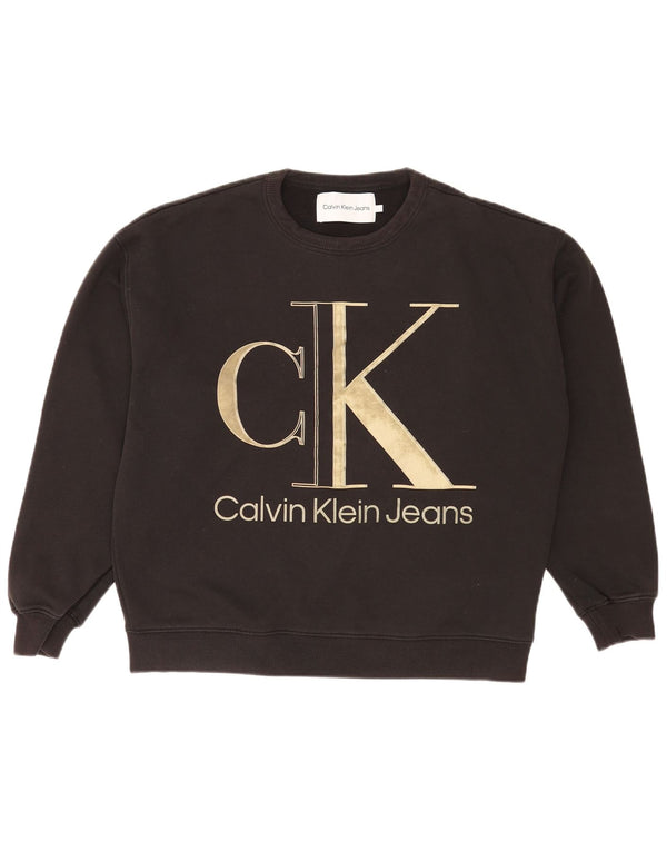 Calvin Klein Jeans Mens Graphic Sweatshirt Jumper Large Black Cotton