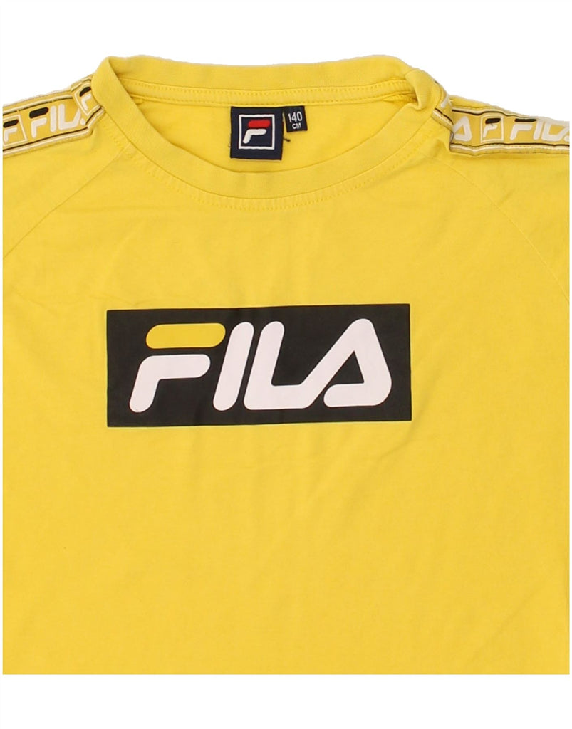 FILA Boys Graphic T-Shirt Top 9-10 Years Yellow Cotton | Vintage Fila | Thrift | Second-Hand Fila | Used Clothing | Messina Hembry 