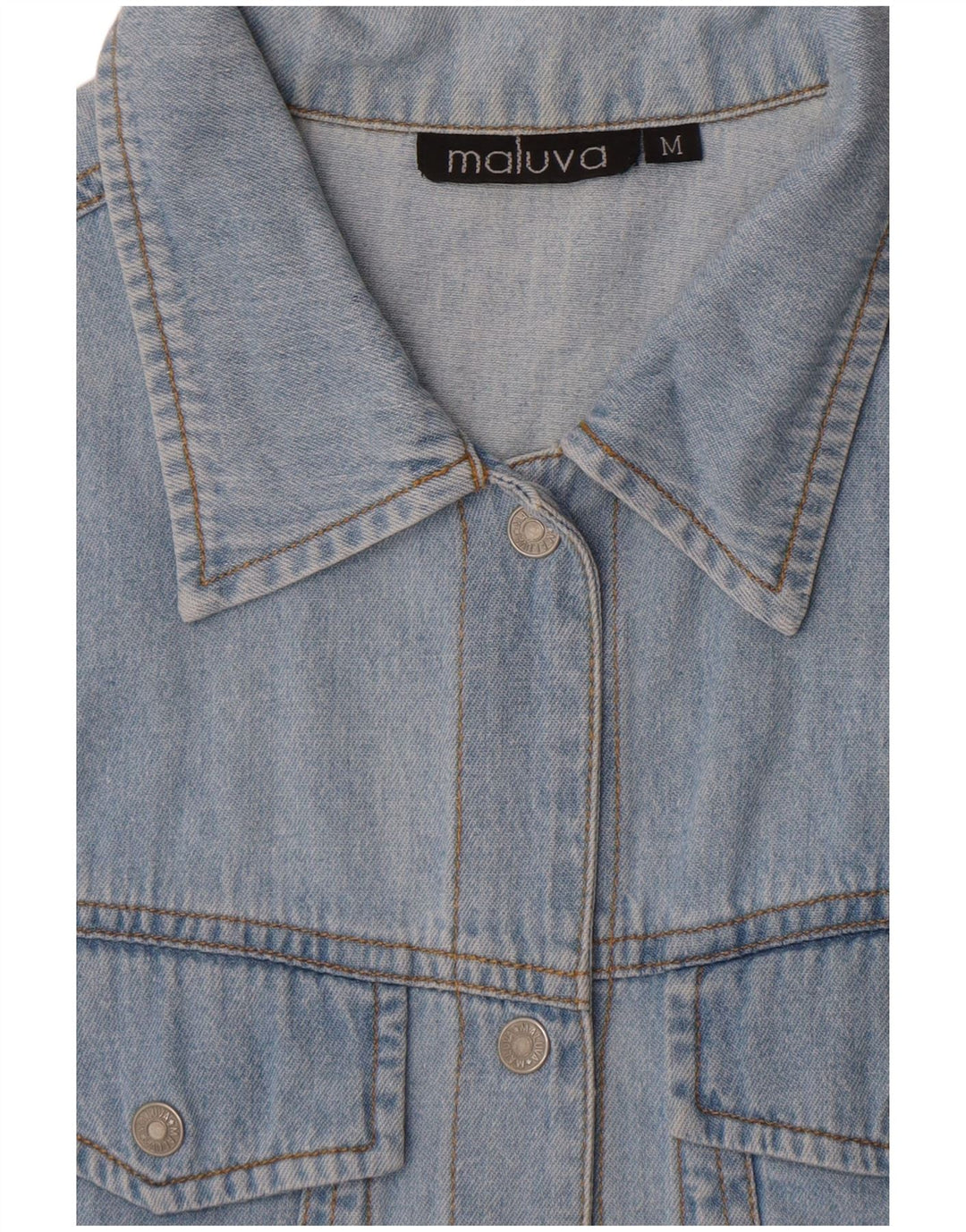 Vintage Womens Sleeveless Denim Shirt UK 12 Medium Blue