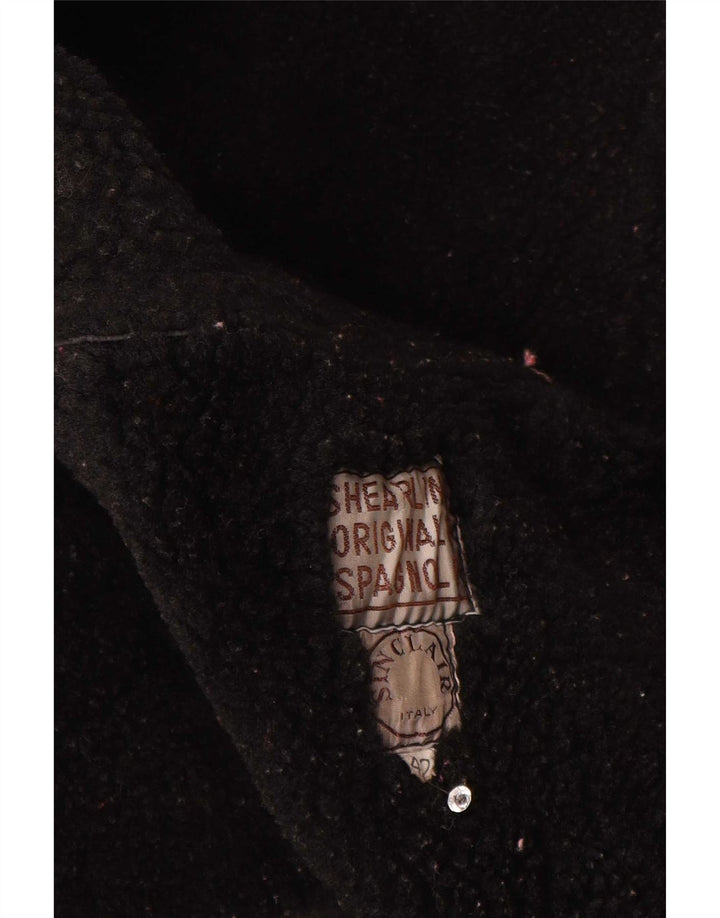 Sinclair Womens Loose Fit Shearling Jacket IT 42 Medium Black Leather