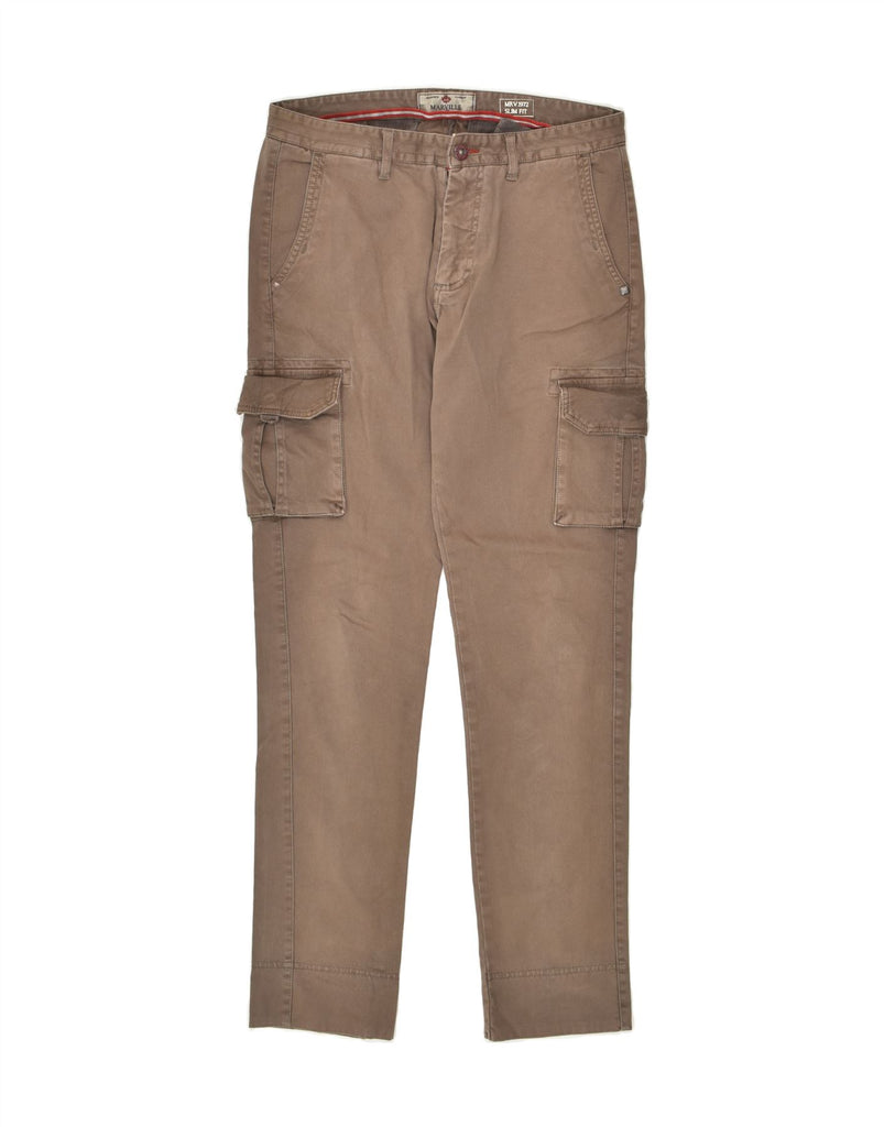 MARVILLE Mens Slim Fit Cargo Trousers W32 L32 Brown Cotton Vintage Marville and Second-Hand Marville from Messina Hembry 