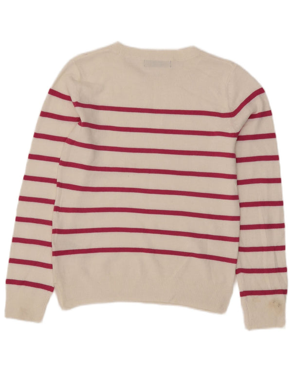 Marks & Spencer Womens Crew Neck Jumper Sweater UK 6 XS Off White Striped