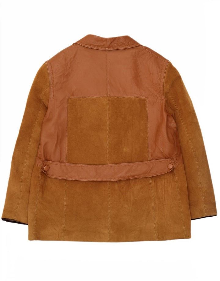 Vintage Womens Suede Jacket UK 12 Medium Brown Colourblock