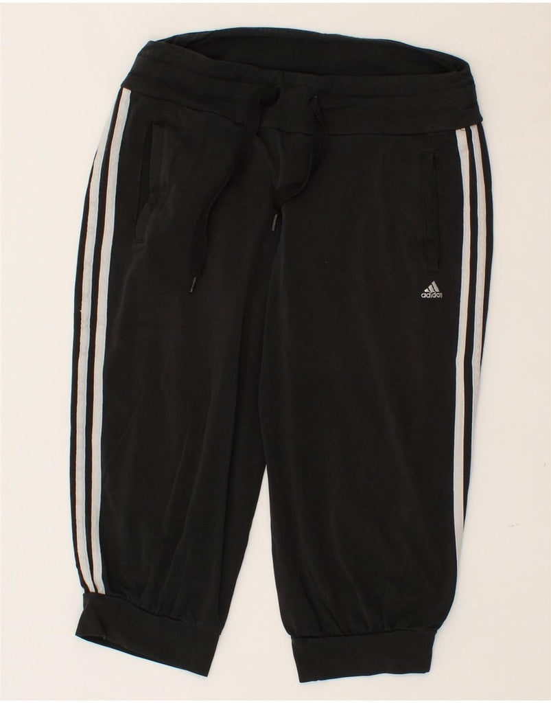 ADIDAS Womens Capri Tracksuit Trousers Joggers UK 8/10 Small Black Cotton | Vintage Adidas | Thrift | Second-Hand Adidas | Used Clothing | Messina Hembry 