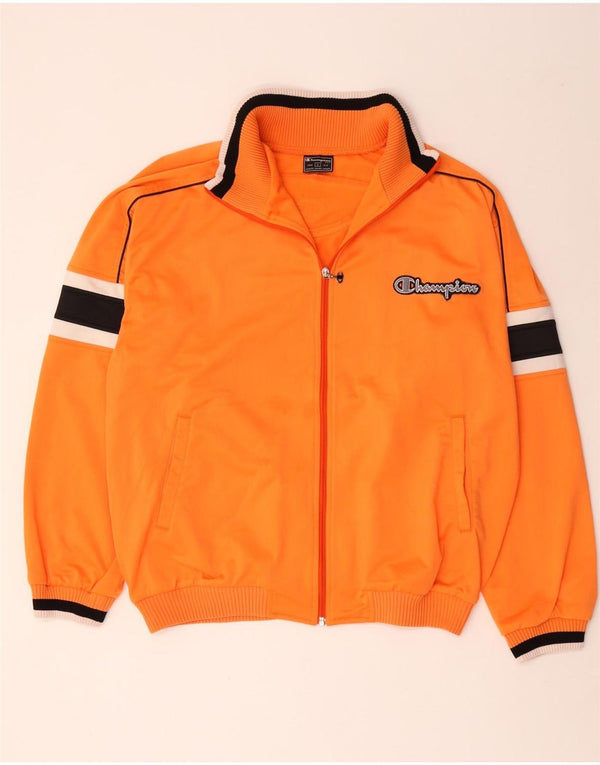 Champion Mens Tracksuit Top Jacket Large Orange Colourblock Polyester