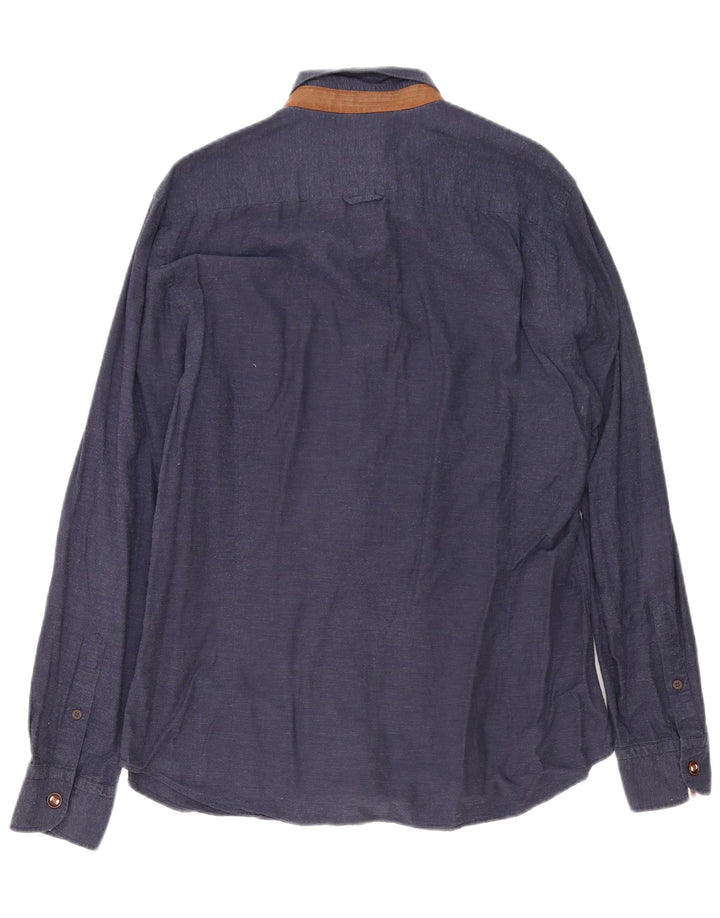 Massimo Dutti Mens Shirt Large Navy Blue