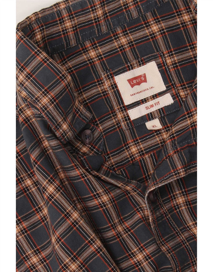 Levi's Mens Slim Fit Shirt XL Navy Blue Check