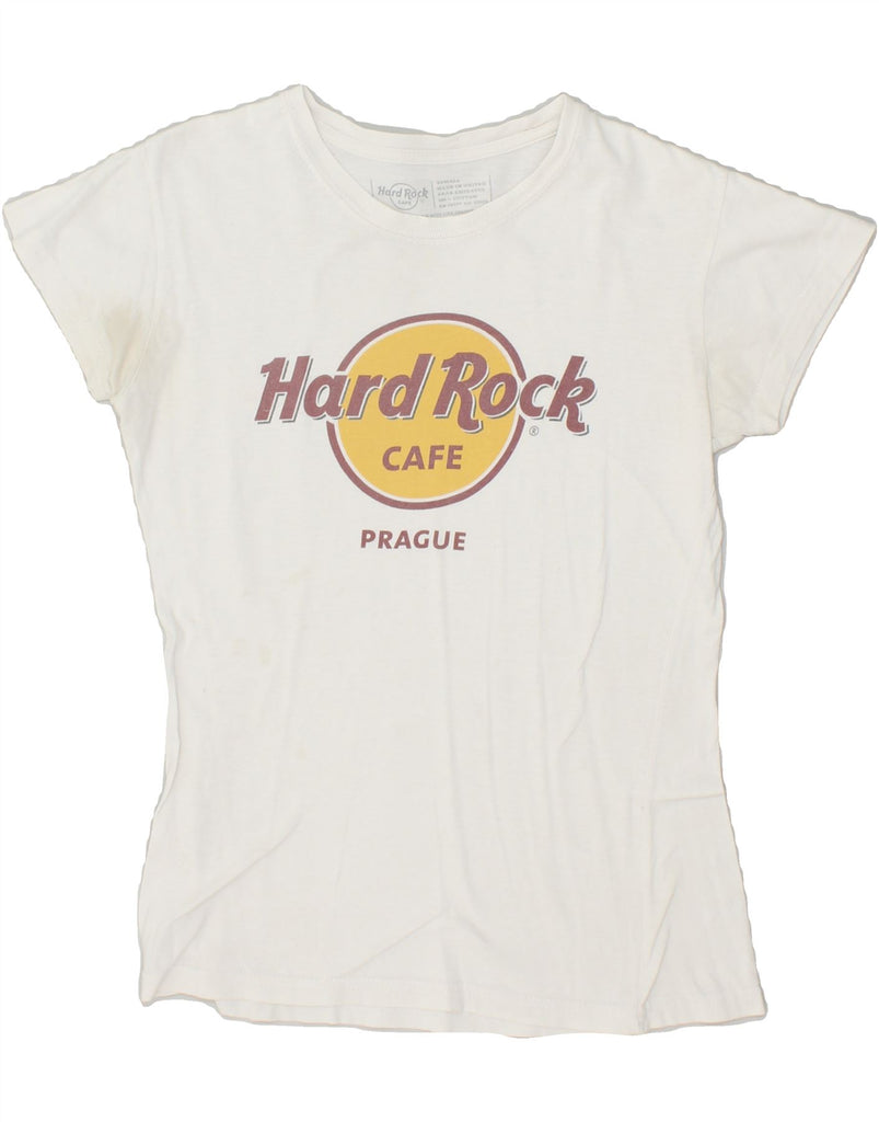 HARD ROCK CAFE Womens Prague Graphic T-Shirt Top UK 6 XS White Cotton | Vintage Hard Rock Cafe | Thrift | Second-Hand Hard Rock Cafe | Used Clothing | Messina Hembry 