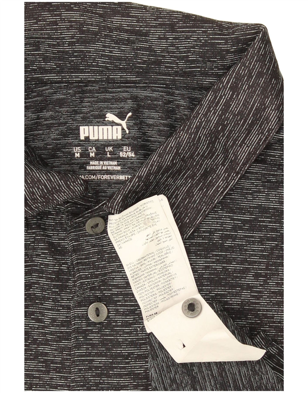 Puma Mens Polo Shirt Large Grey Flecked Polyester