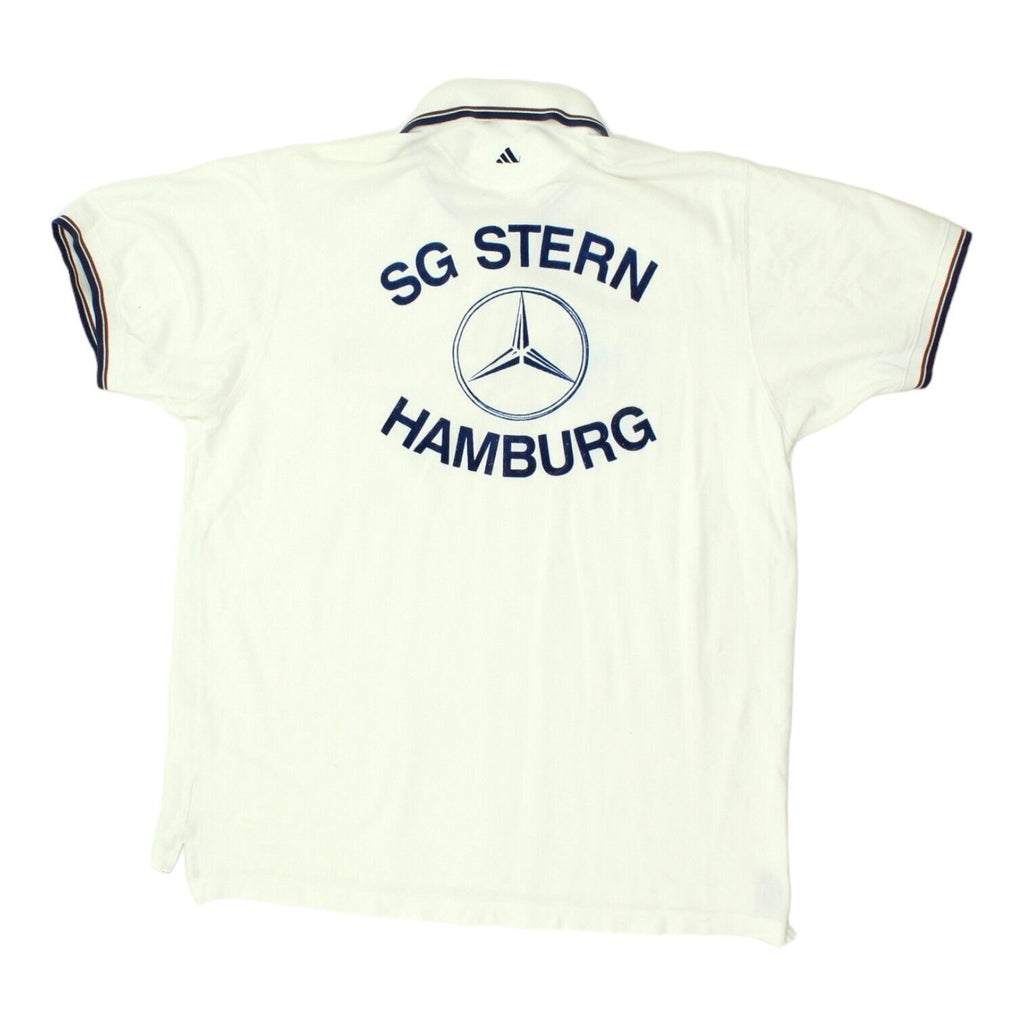 SG Stern Hamburg Adidas Mens White Polo Shirt | Vintage 90s Sportswear VTG | Vintage Messina Hembry | Thrift | Second-Hand Messina Hembry | Used Clothing | Messina Hembry 