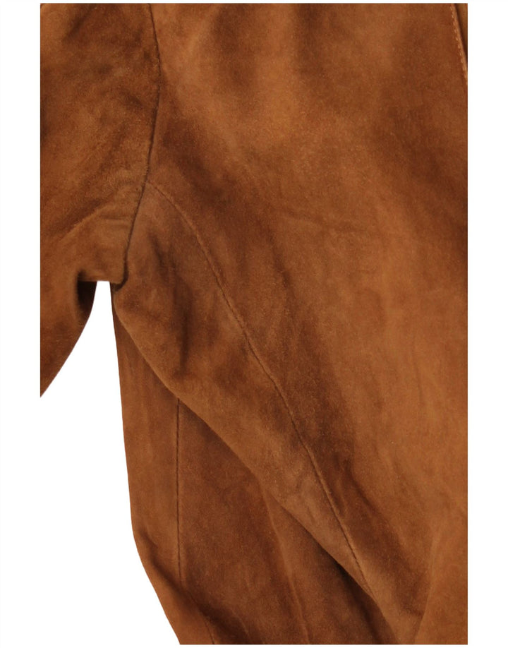 Vintage Womens Suede Jacket IT 52 2XL Brown Suede
