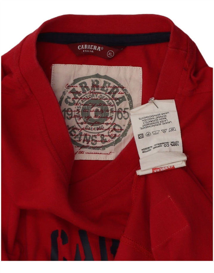 Carrera Mens Graphic T-Shirt Top XL Red Cotton