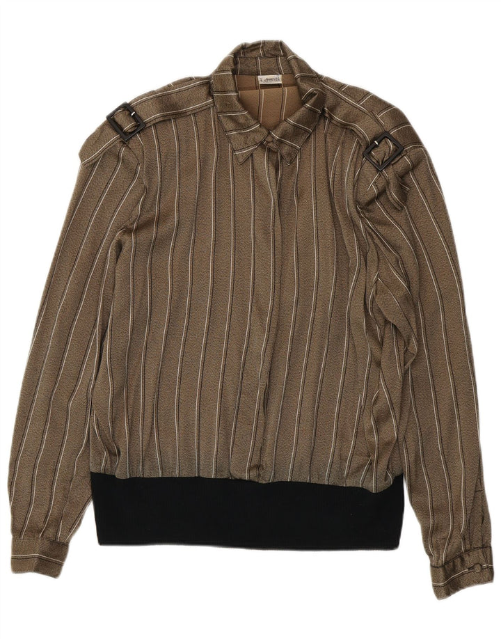 Vintage Womens Military Oversized Blouse Top IT 44 Medium Khaki Striped