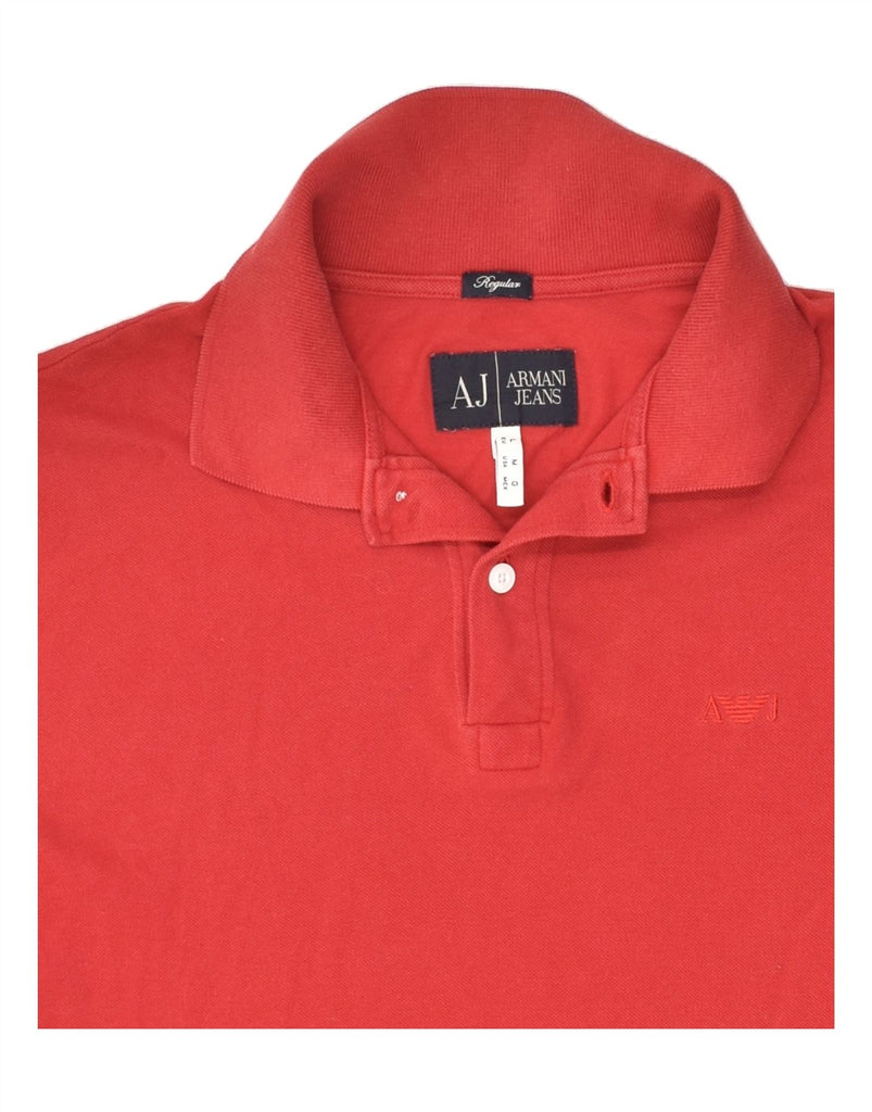 ARMANI JEANS Mens Regular Polo Shirt Medium Red Cotton | Vintage Armani Jeans | Thrift | Second-Hand Armani Jeans | Used Clothing | Messina Hembry 