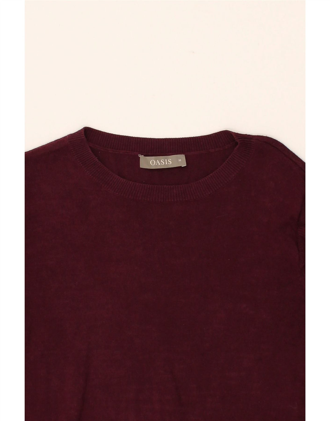 OASIS Womens Crew Neck Jumper Sweater UK 12 Medium Burgundy Cotton Vintage Oasis and Second-Hand Oasis from Messina Hembry 