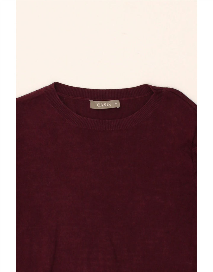 OASIS Womens Crew Neck Jumper Sweater UK 12 Medium Burgundy Cotton Vintage Oasis and Second-Hand Oasis from Messina Hembry 