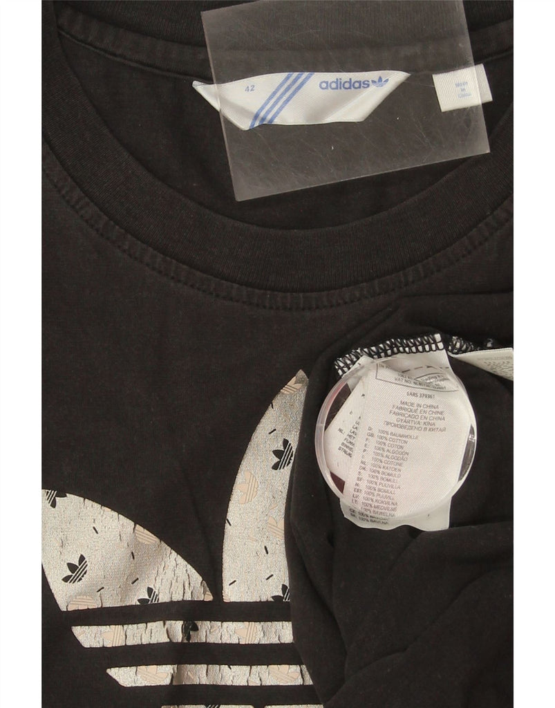 ADIDAS Womens Graphic T-Shirt Top Size 42 Medium Black Cotton Vintage Adidas and Second-Hand Adidas from Messina Hembry 