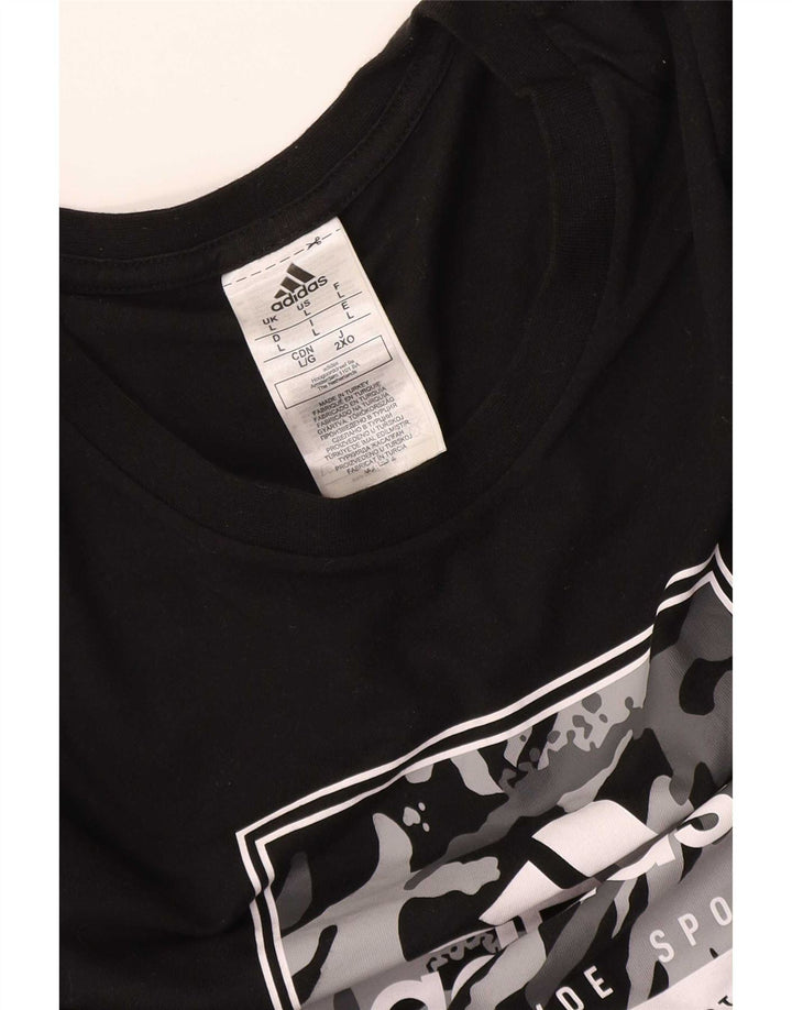 Adidas Mens Graphic T-Shirt Top Large Black Cotton