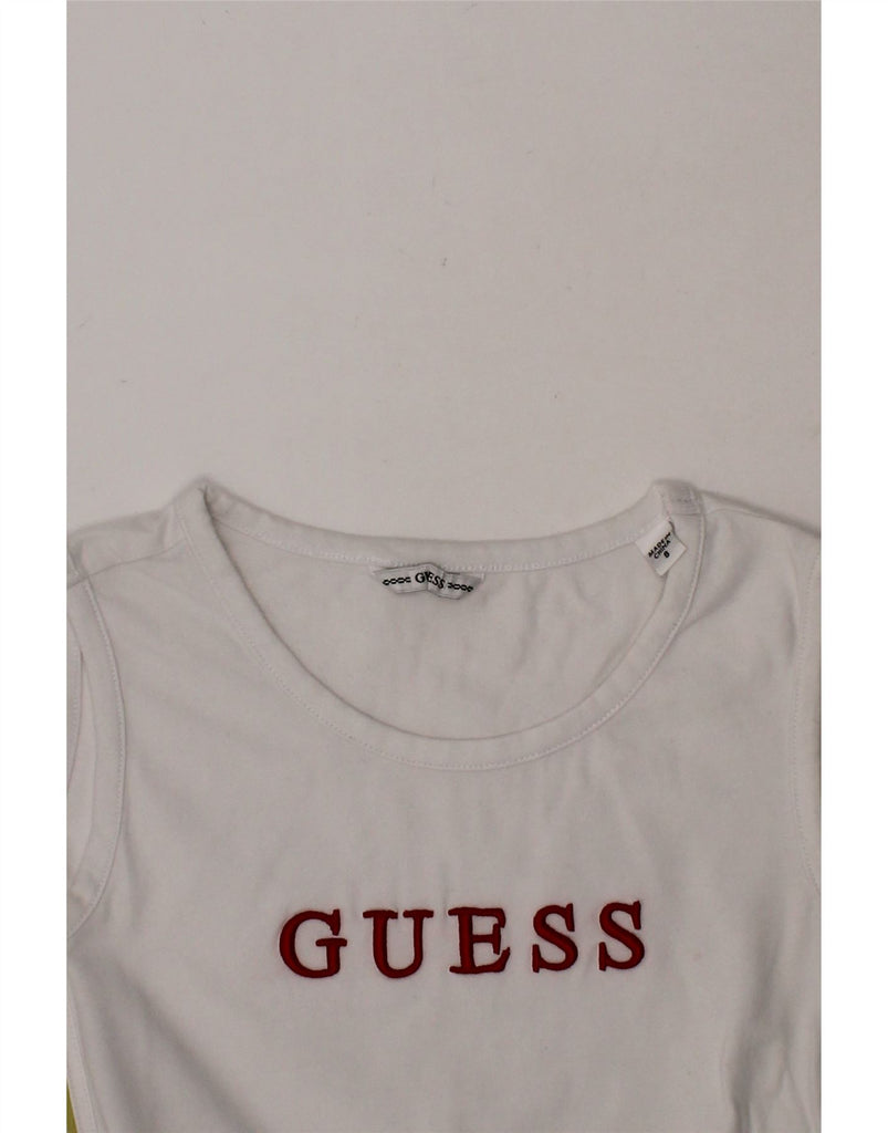 GUESS Girls Graphic Vest Top 7-8 Years White Cotton Modern Vintage Guess and Second-Hand Guess from Messina Hembry 