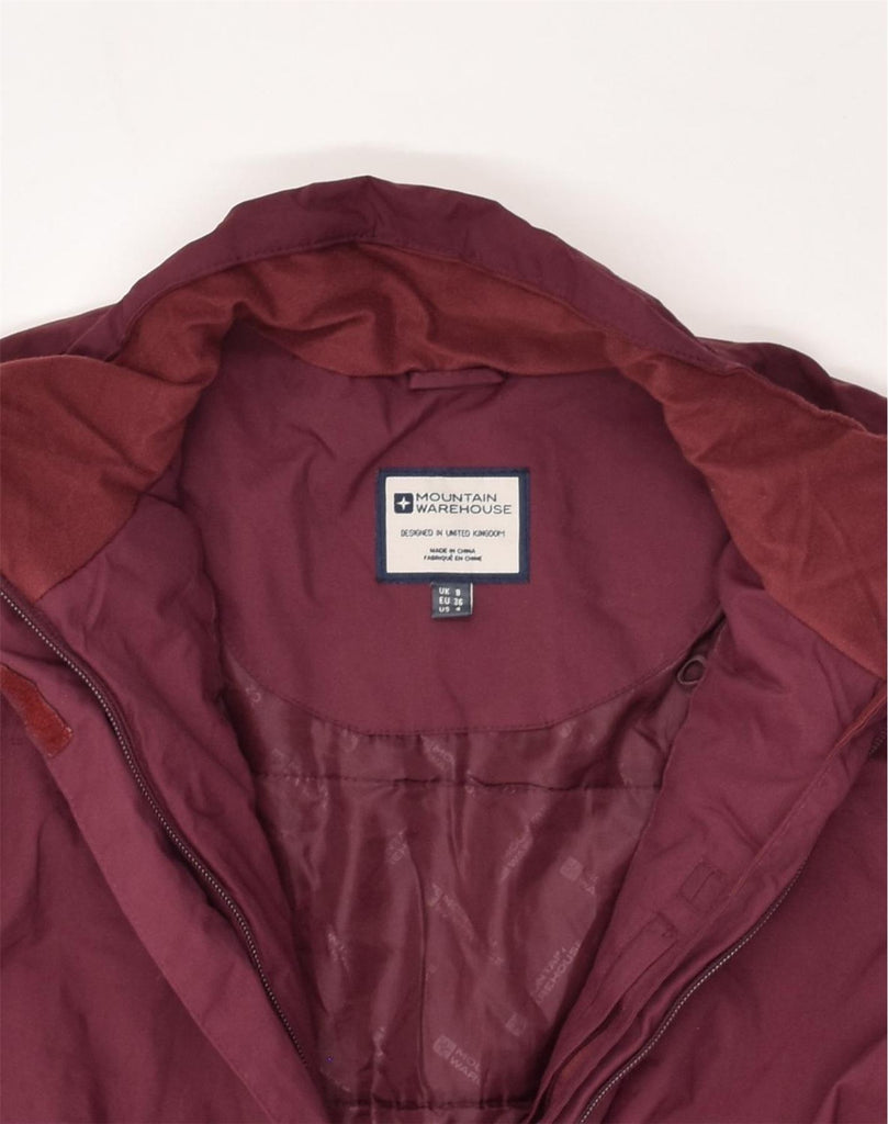 MOUNTAIN WAREHOUSE Womens Windbreaker Coat UK 8 Small Burgundy Polyester | Vintage Mountain Warehouse | Thrift | Second-Hand Mountain Warehouse | Used Clothing | Messina Hembry 